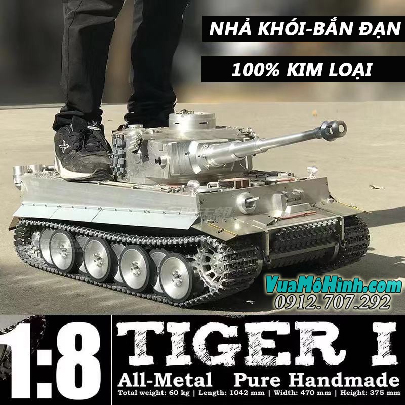Xe tăng điều khiển từ xa vỏ thép Heng Long Tiger 1 100% kim loại