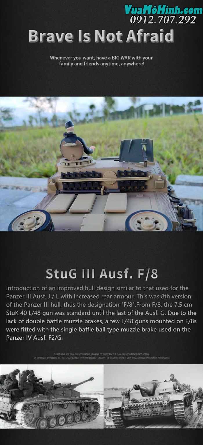 Xe tăng điều khiển từ xa  CoolBank-3868-1 German StuG III F8 Type 1/16