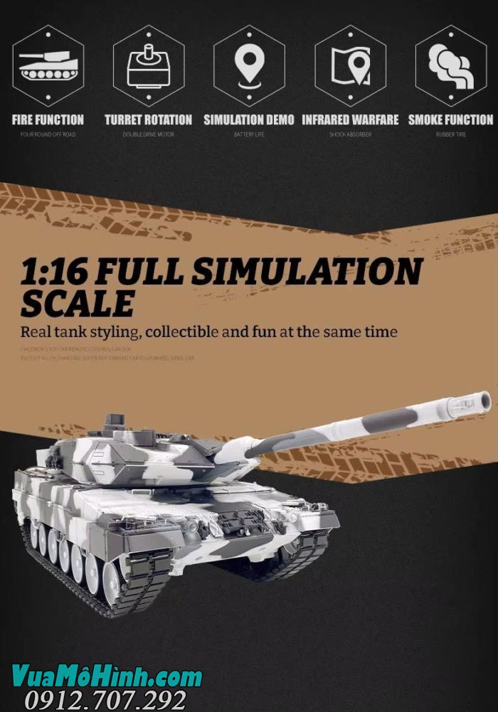 Xe tăng điều khiển từ xa Coolbank 3889-1 Leopard 2A6 tỷ lệ 1/16