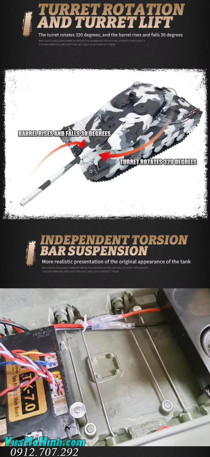 Xe tăng điều khiển từ xa Coolbank 3889-1 Leopard 2A6 tỷ lệ 1/16