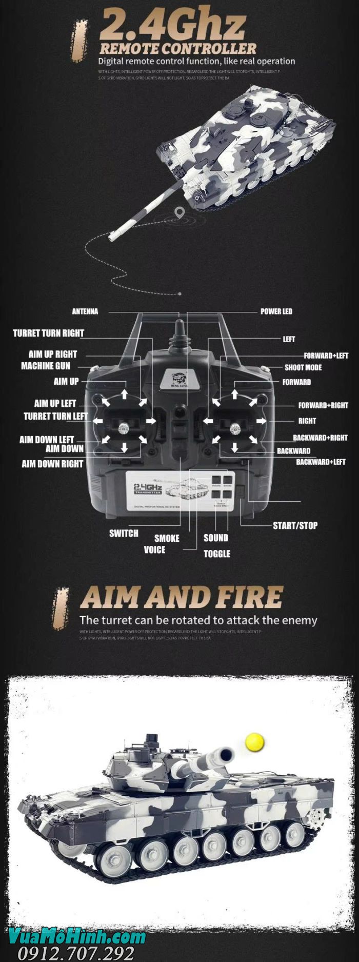 Xe tăng điều khiển từ xa Coolbank 3889-1 Leopard 2A6 tỷ lệ 1/16