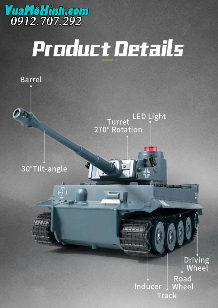 Xe tăng điều khiển từ xa JJRC Q85 1/30 mô phỏng M41A3 Walker Bulldog