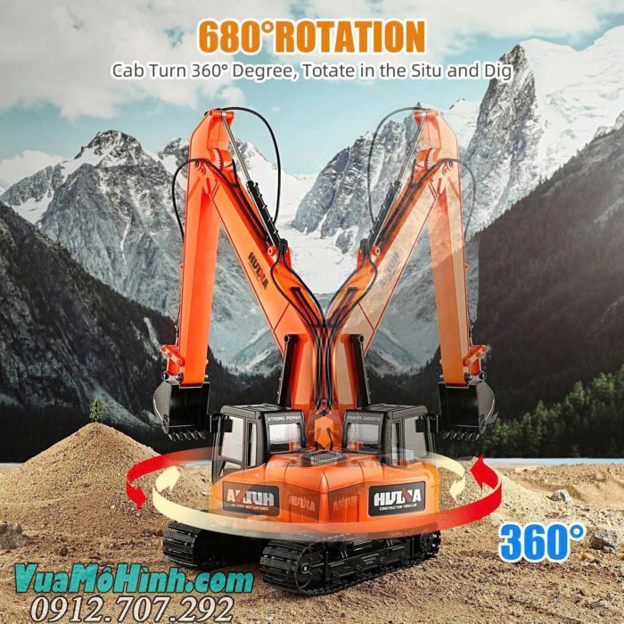 Mô hình xe công trình Huina 1551 điều khiển từ xa, chi tiết mô phỏng chân thực