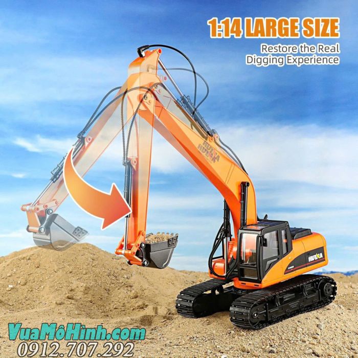 Mô hình xe công trình Huina 1551 điều khiển từ xa, chi tiết mô phỏng chân thực