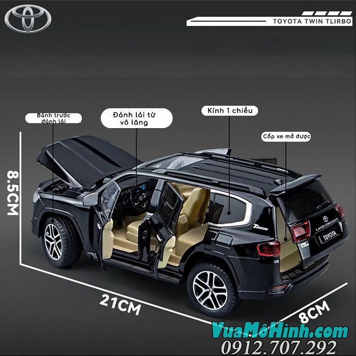 Mô hình Xe Hơi Toyota Land Cruiser LC300 tỉ lệ 1:24 hãng Hongsen, full hợp kim