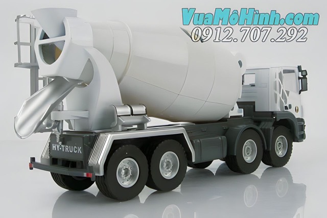 Mô hình tĩnh diecast xe ô tô tải trộn bê tông Hy Truck 7601 White tỷ lệ 1:32 , xe oto 4 bánh trắng bằng kim loại