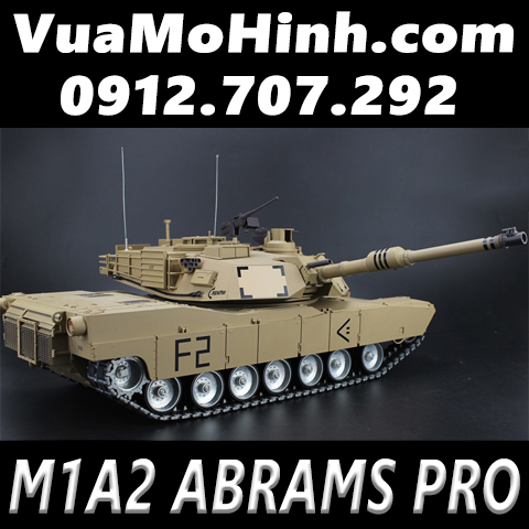 Xe tăng điều khiển từ xa Heng Long USA M1A2 Abrams phiên bản PRO tỷ lệ 1/16 xích kim loại, âm thanh động cơ, nhả khói như thật, bánh răng thép siêu