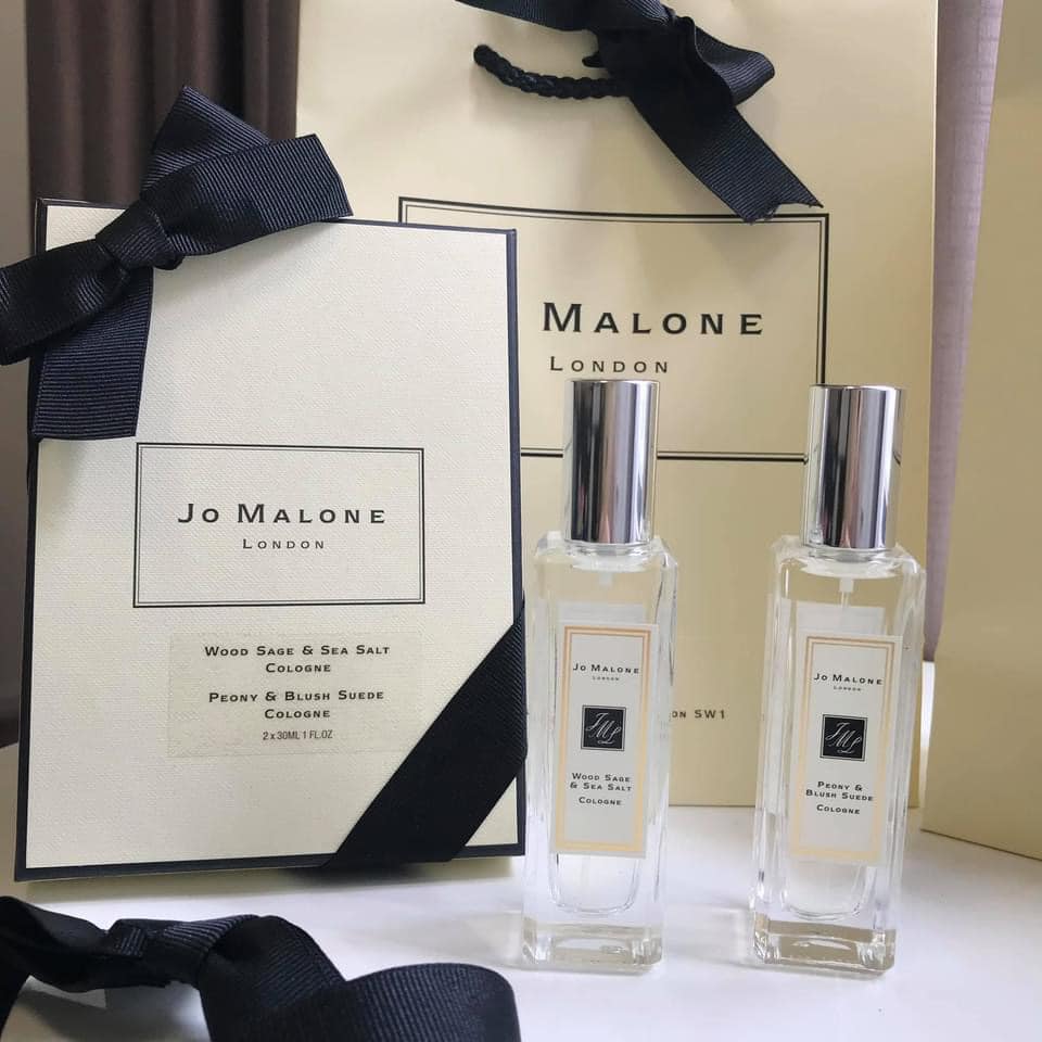 Set Nước Hoa Unisex Jo Malone Wood Sage And Sea Salt 30ml + Peony And Blush Suede 30ml