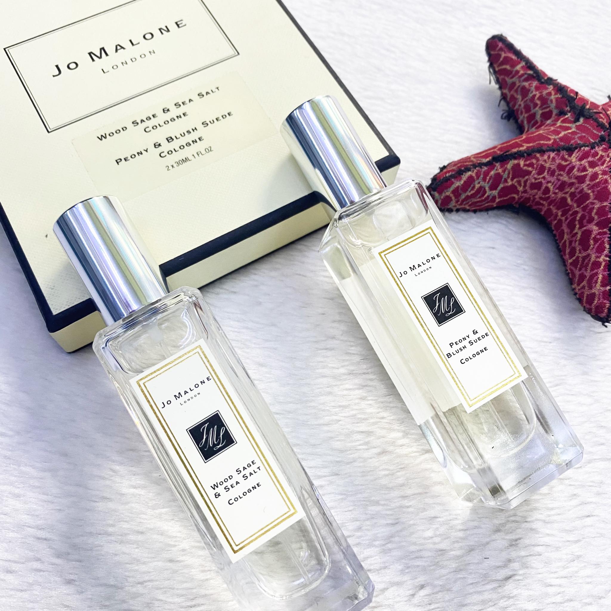 Set Nước Hoa Unisex Jo Malone Wood Sage And Sea Salt 30ml + Peony And Blush Suede 30ml