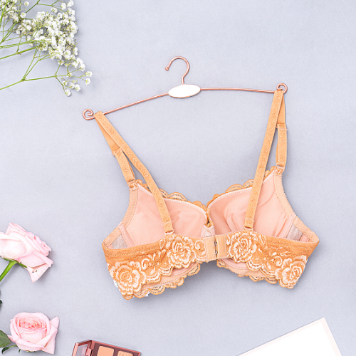 【 Rose 】Samuel Áo ngực T-shirt Đài Loan Mút Cao su Lót Vải Tactel siêu mềm viền ren cao cấp nguyên ngực ( Màu Da Đậm)