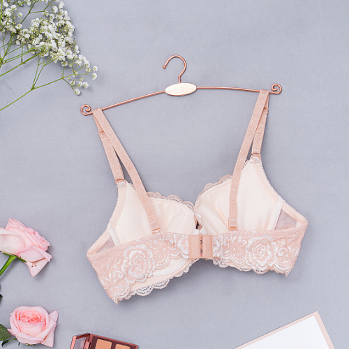 【 Rose 】Samuel Áo ngực T-shirt Đài Loan Mút Cao su Lót Vải Tactel siêu mềm viền ren cao cấp nguyên ngực ( Màu Da Nhạt)