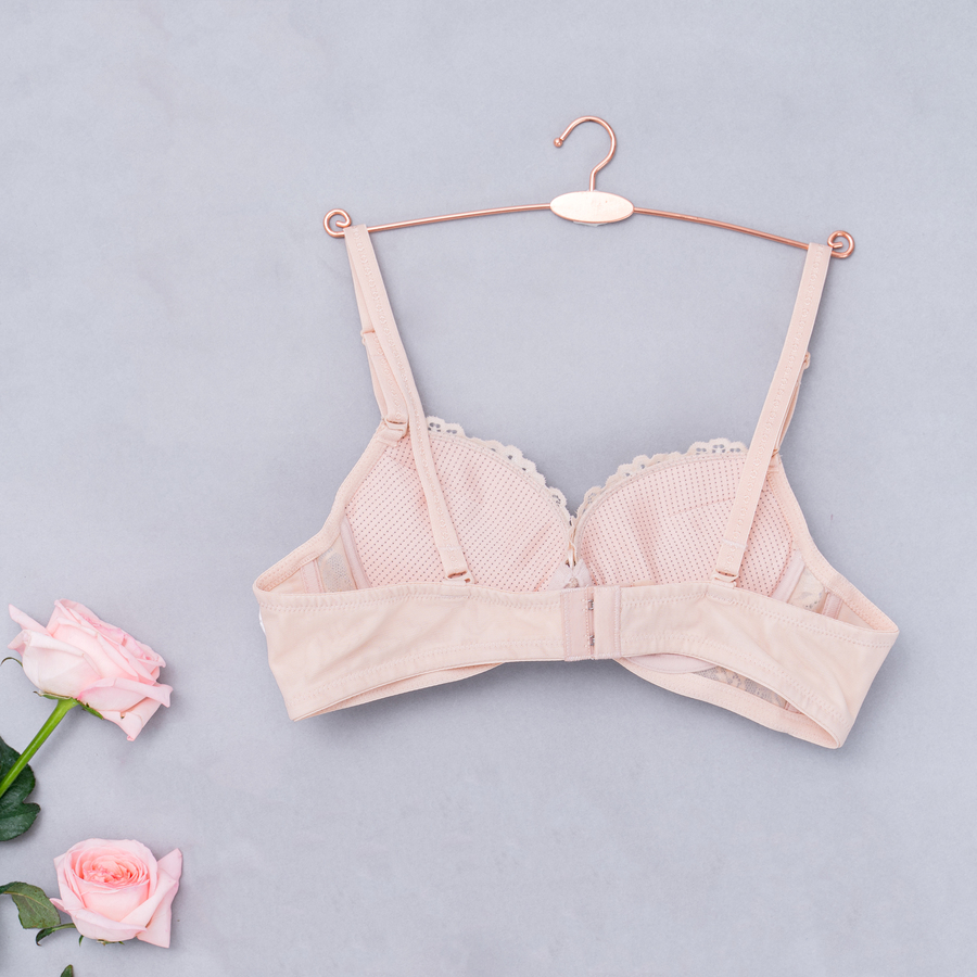 【 TARA】Samuel Áo Ngực Ren Siêu Nâng Đài Loan Mút Lót Vải Nanobon Viền Ren Cánh Buồm Lưng ( Màu Da )