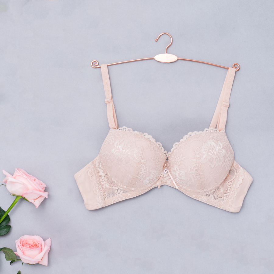 【 TARA】Samuel Áo Ngực Ren Siêu Nâng Đài Loan Mút Lót Vải Nanobon Viền Ren Cánh Buồm Lưng ( Màu Da )