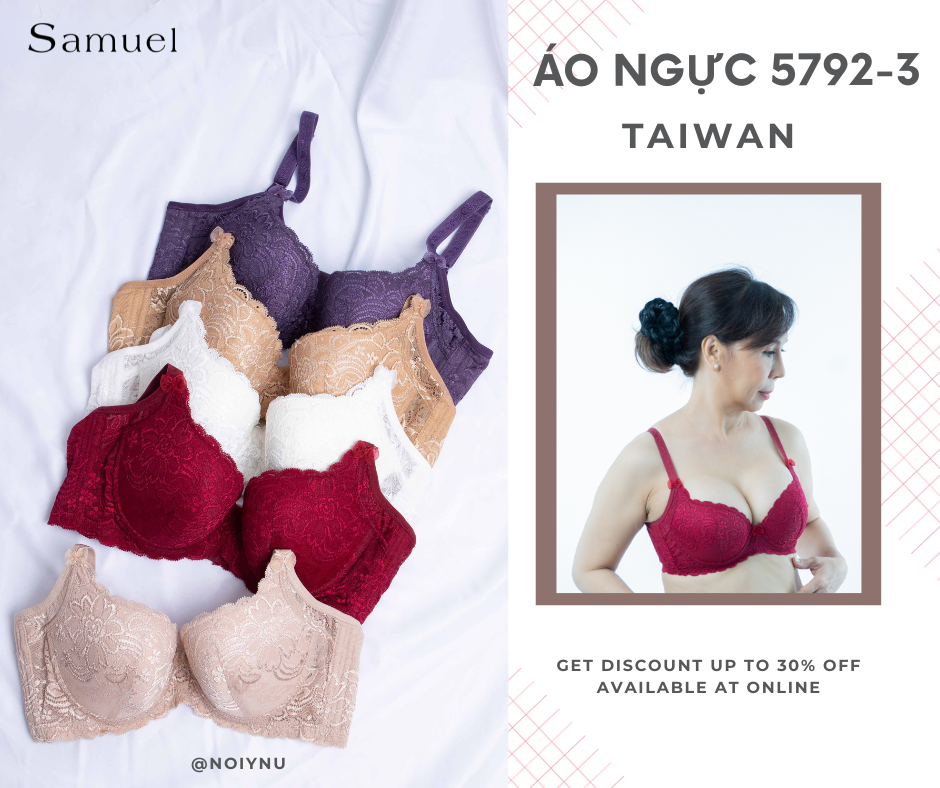 Áo Ngực Đài Loan 5792-3 Ren Mút Mỏng Nguyên Ngực dây liền Bảng lưng lớn ôm gọn chuyên bra ngực lớn và hông có nhiều thịt