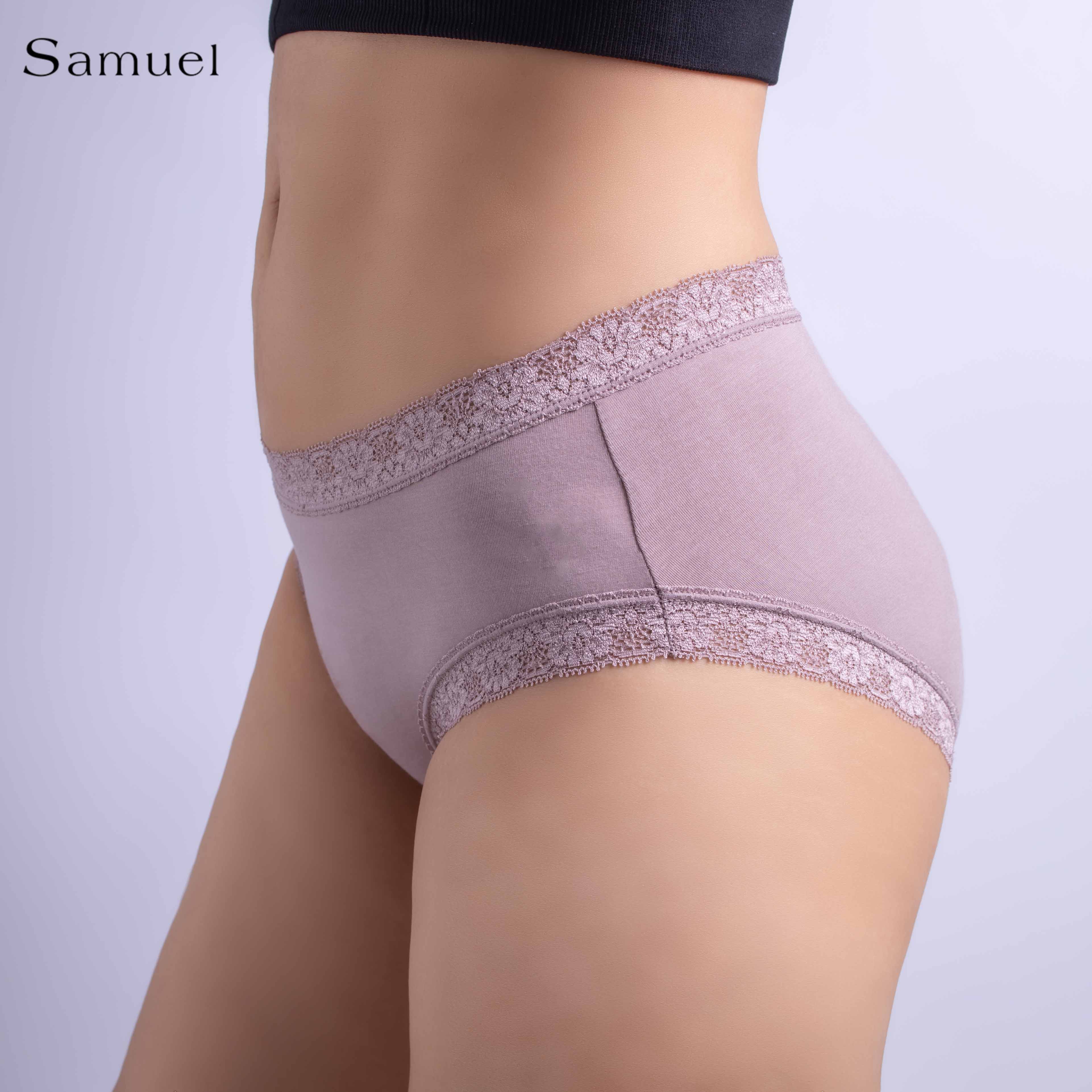 Quần lót Đài Loan 811  Lưng cao ngang rốn vải Tencel cao cấp viền ren chất vải mát lạnh siêu mềm mại