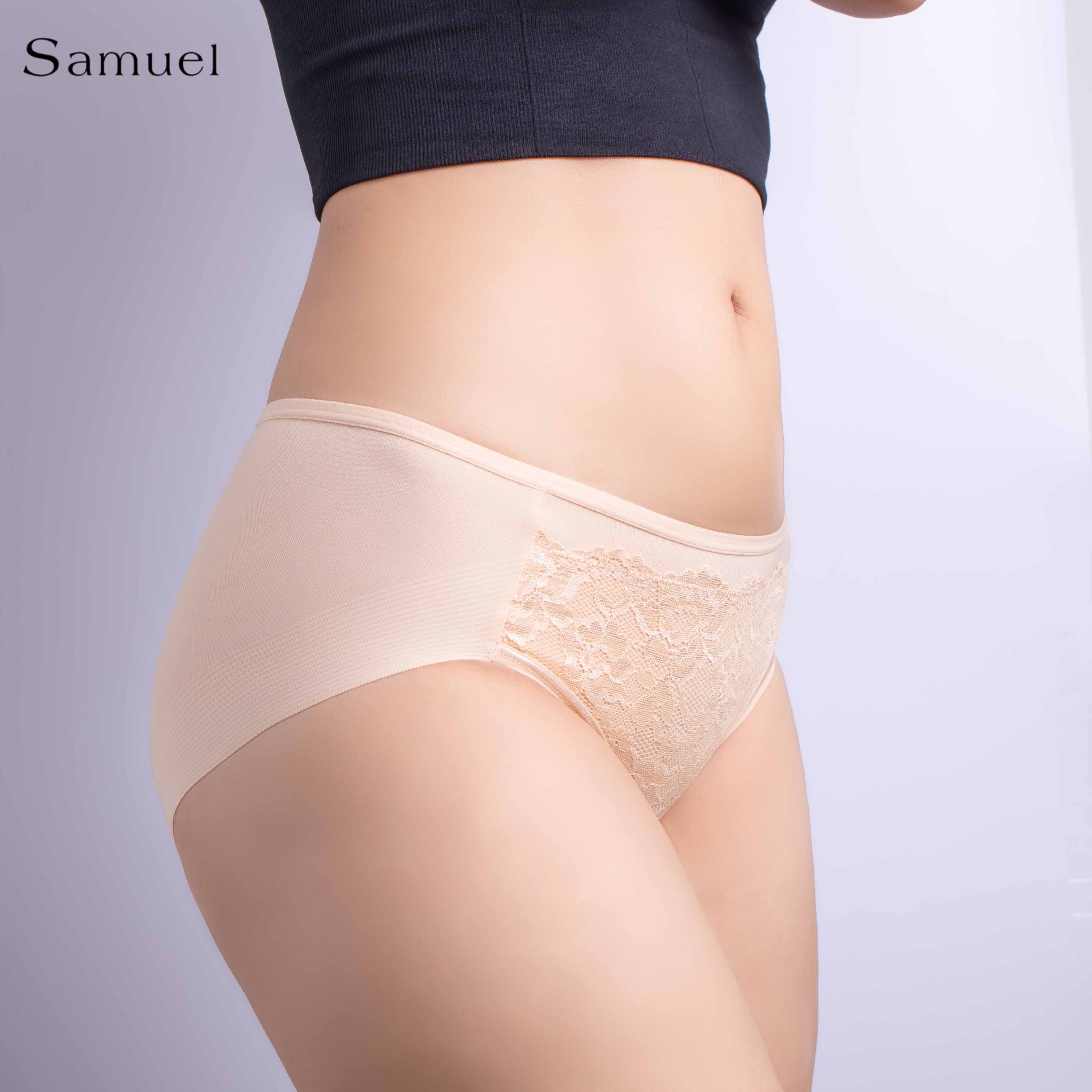 Quần lót Đài Loan Lưng cao Trơn phối Ren Samuel PANSY 505