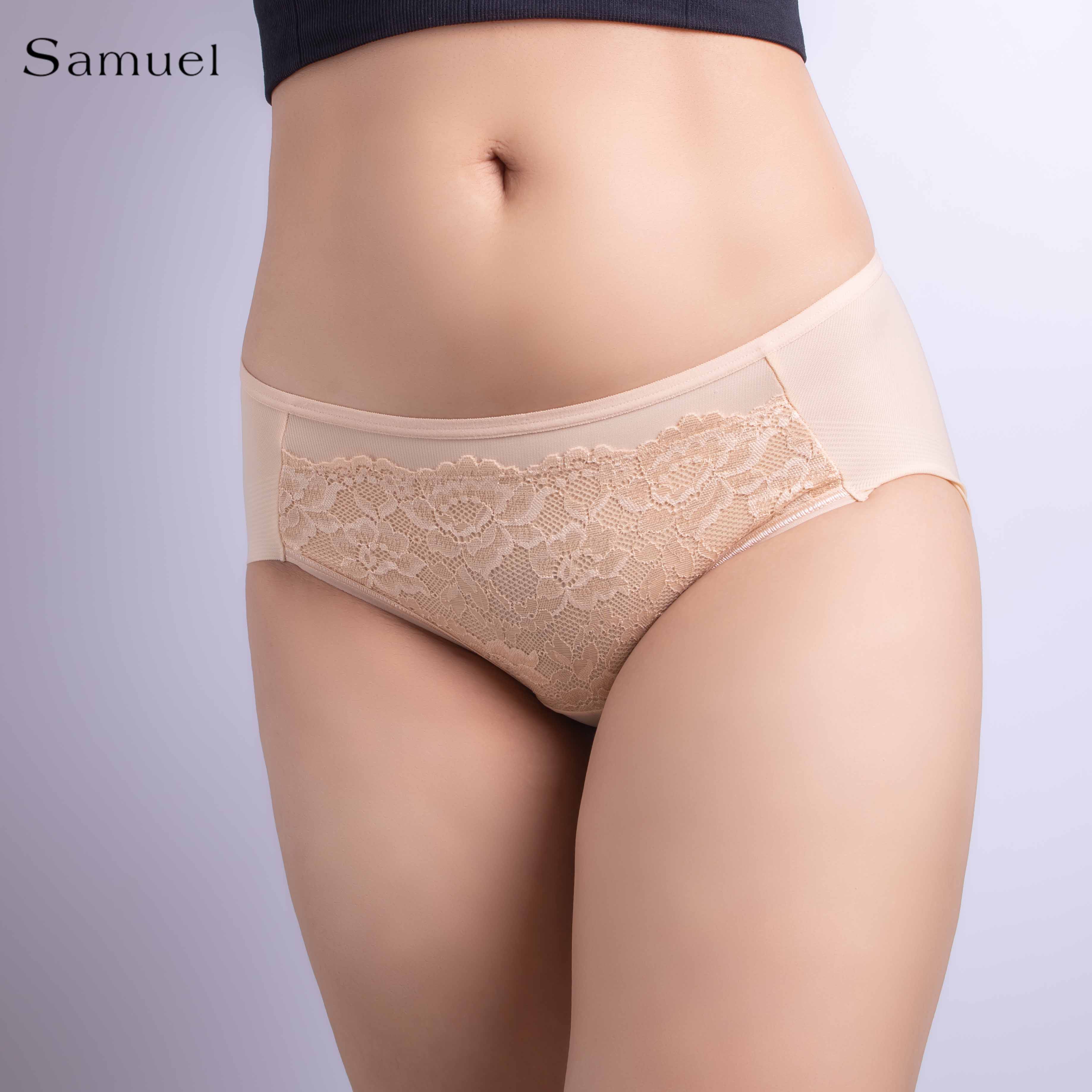 Quần lót Đài Loan Lưng cao Trơn phối Ren Samuel PANSY 505