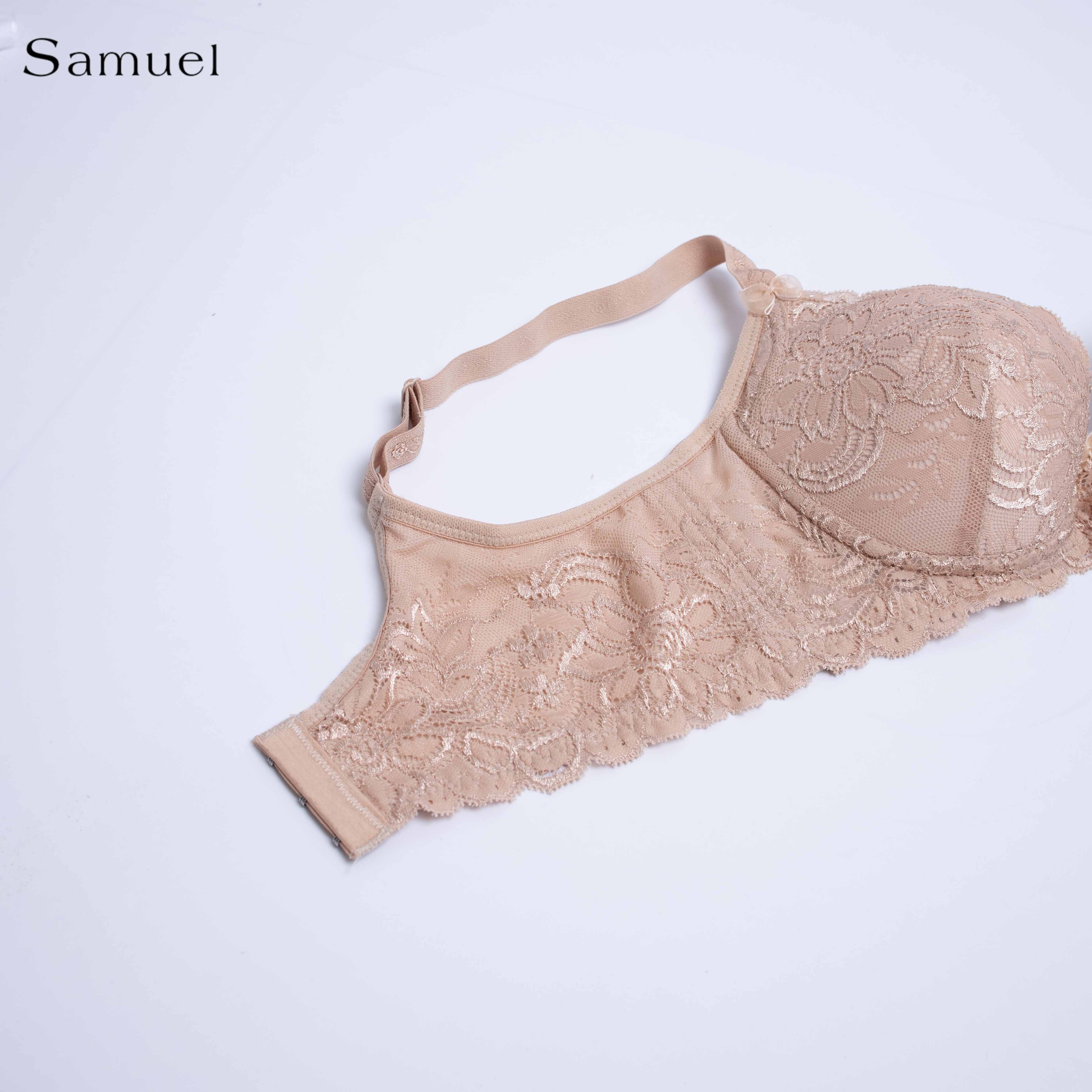 Samuel Karma Áo ngực Đài Loan Ren Mút Nanobon Ép Mỏng 3 Móc Cài ( Màu Da )