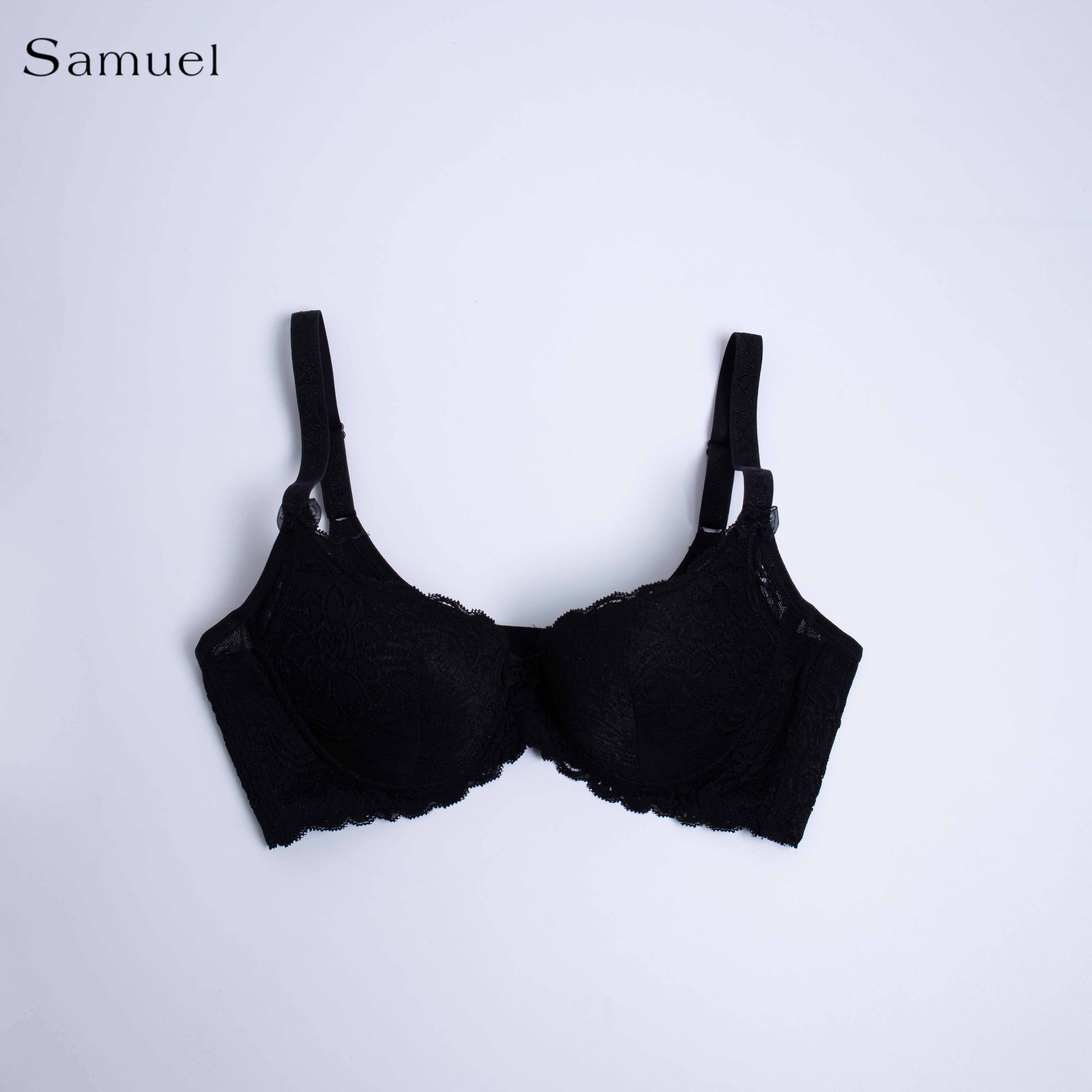 【Karma】Samuel Áo ngực Đài Loan Ren Mút Nanobon Ép Mỏng 3 Móc Cài ( Màu Đen )