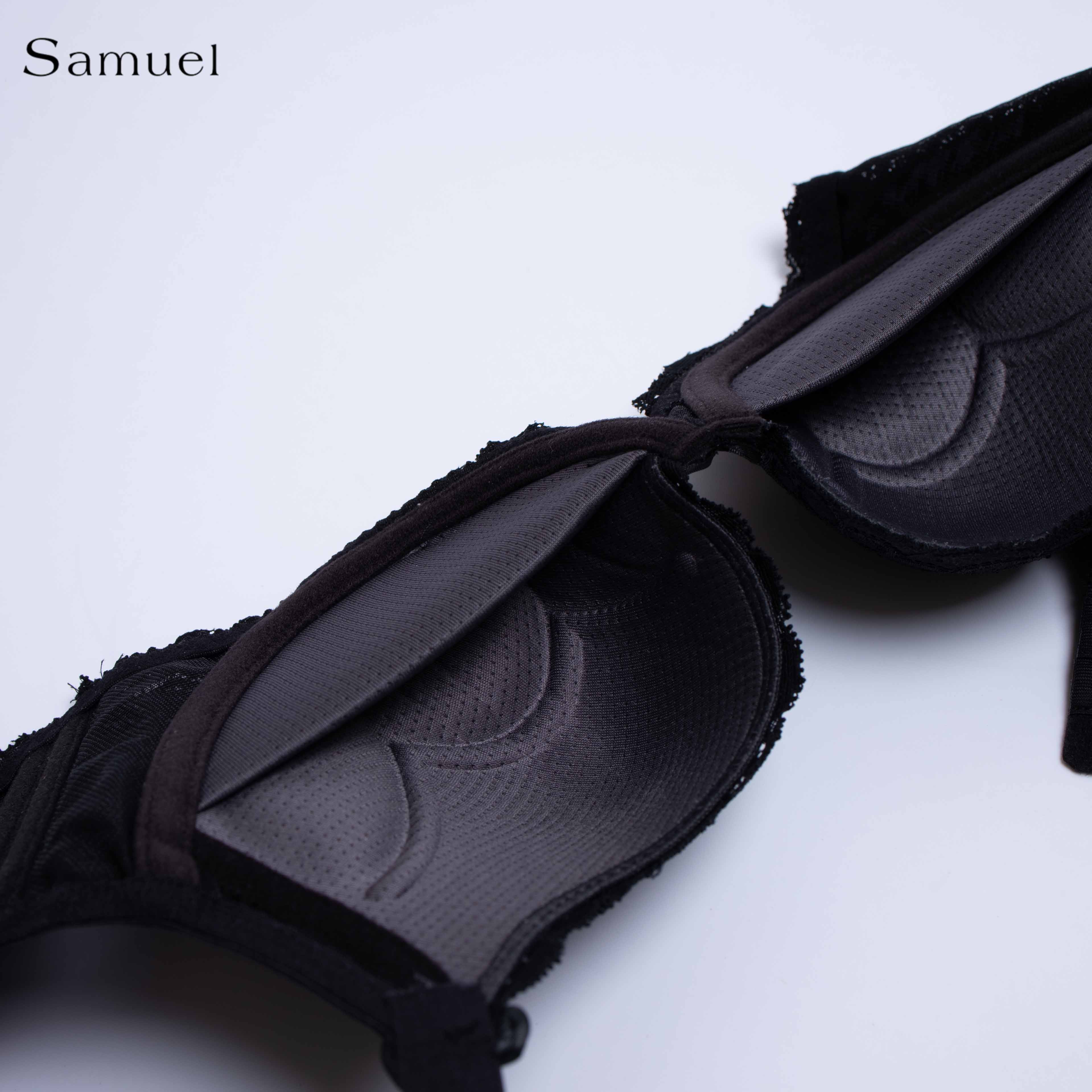 【Karma】Samuel Áo ngực Đài Loan Ren Mút Nanobon Ép Mỏng 3 Móc Cài ( Màu Đen )