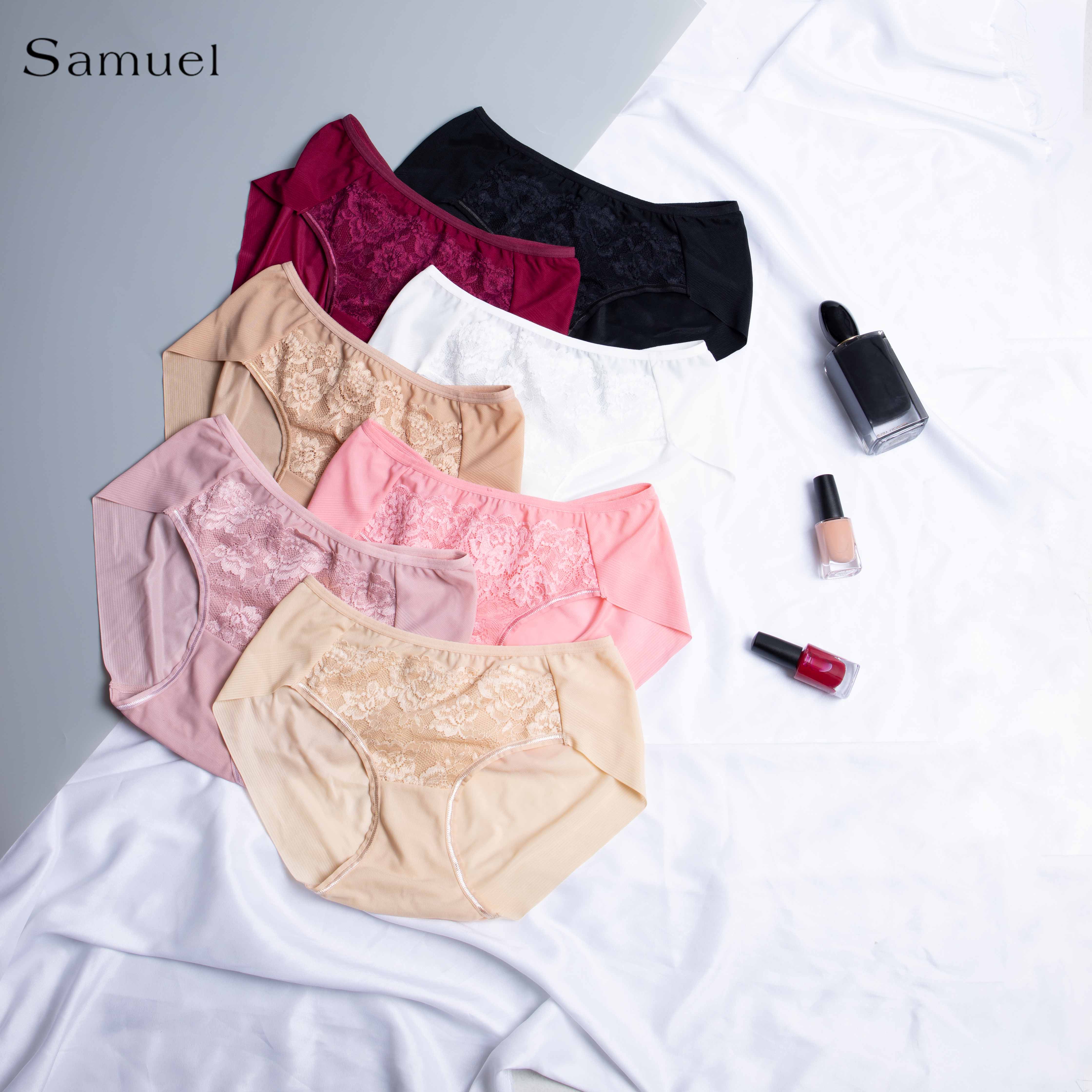 Quần lót Đài Loan Lưng cao Trơn phối Ren Samuel PANSY 505