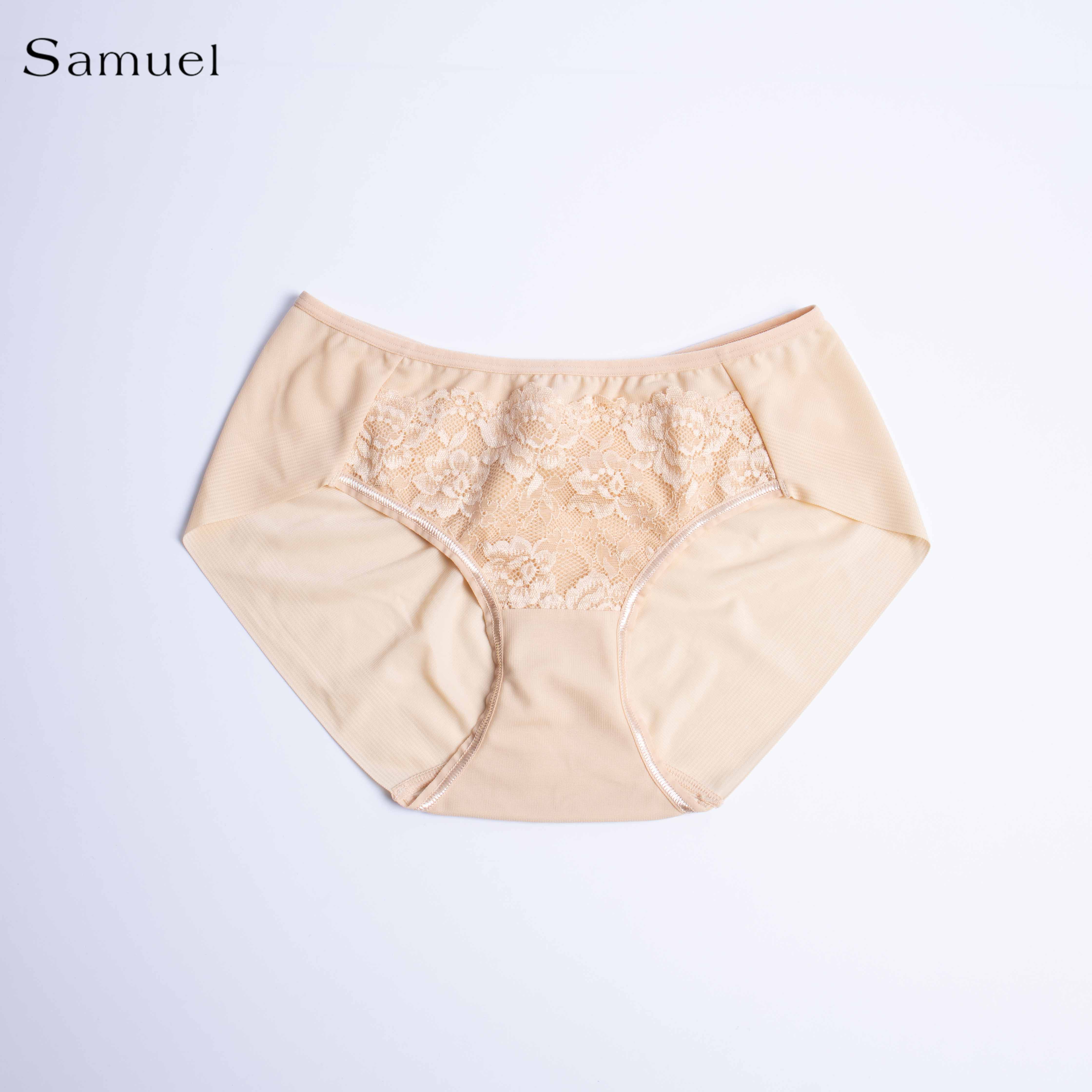 Quần lót Đài Loan Lưng cao Trơn phối Ren Samuel PANSY 505