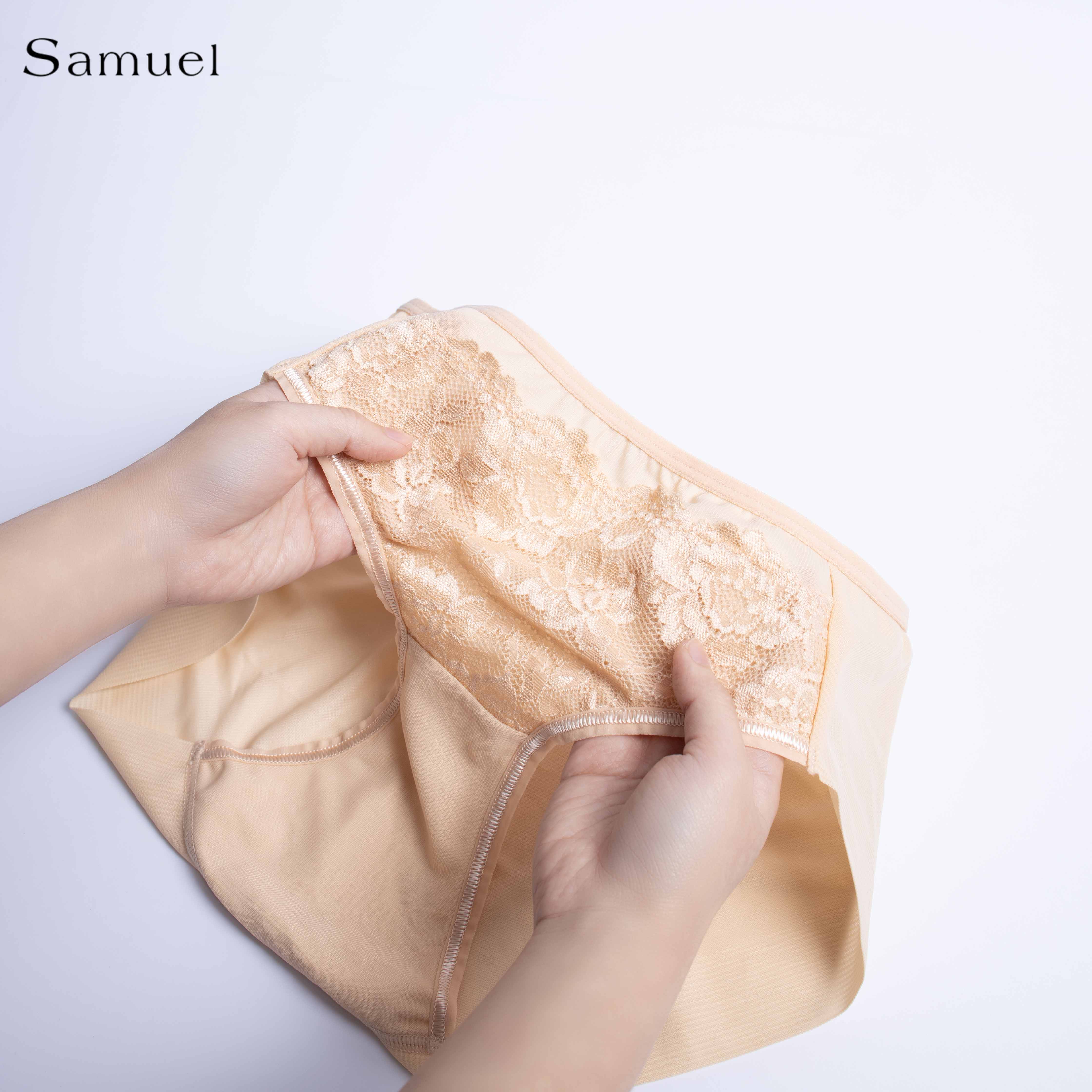 Quần lót Đài Loan Lưng cao Trơn phối Ren Samuel PANSY 505