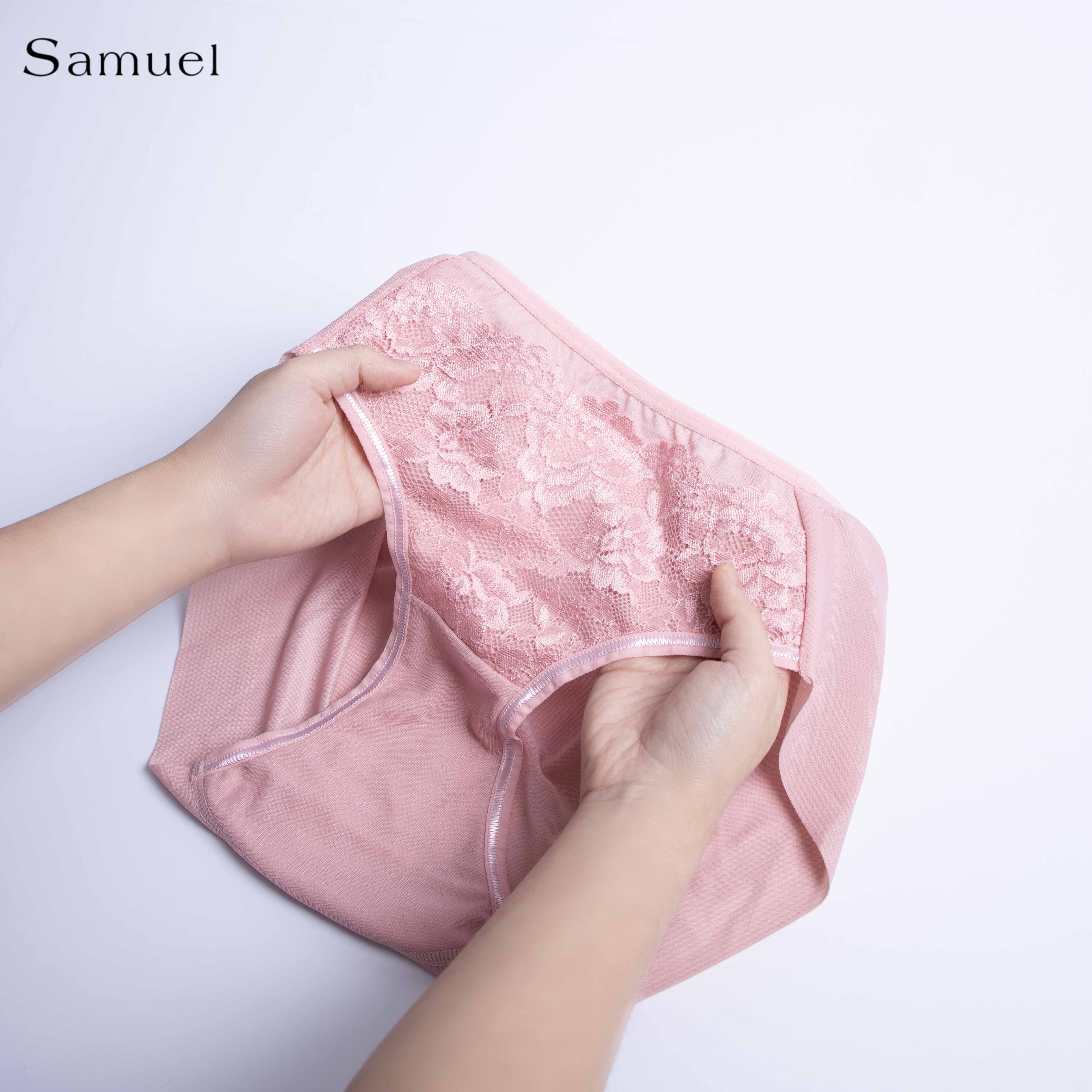 Quần lót Đài Loan Lưng cao Trơn phối Ren Samuel PANSY 505