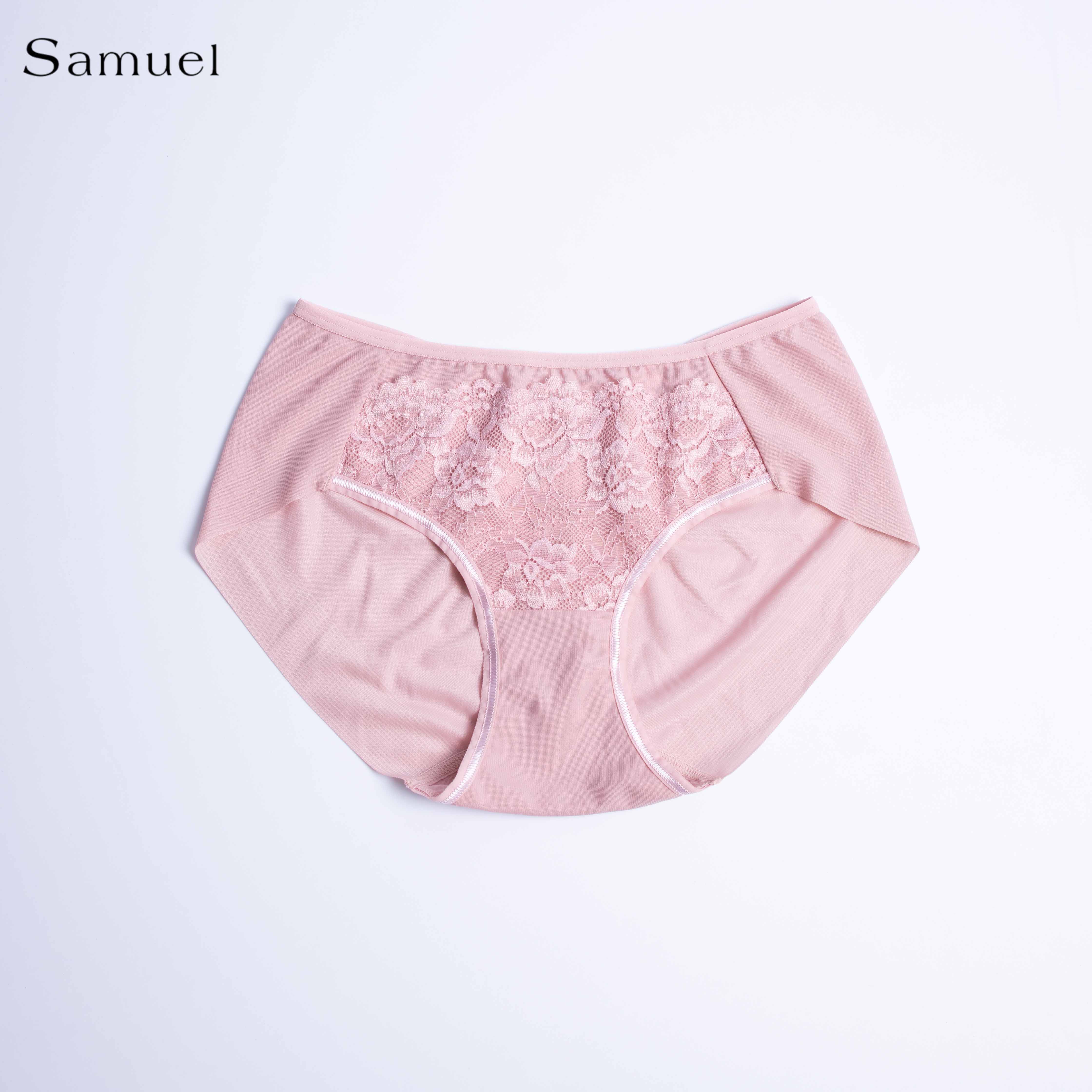 Quần lót Đài Loan Lưng cao Trơn phối Ren Samuel PANSY 505