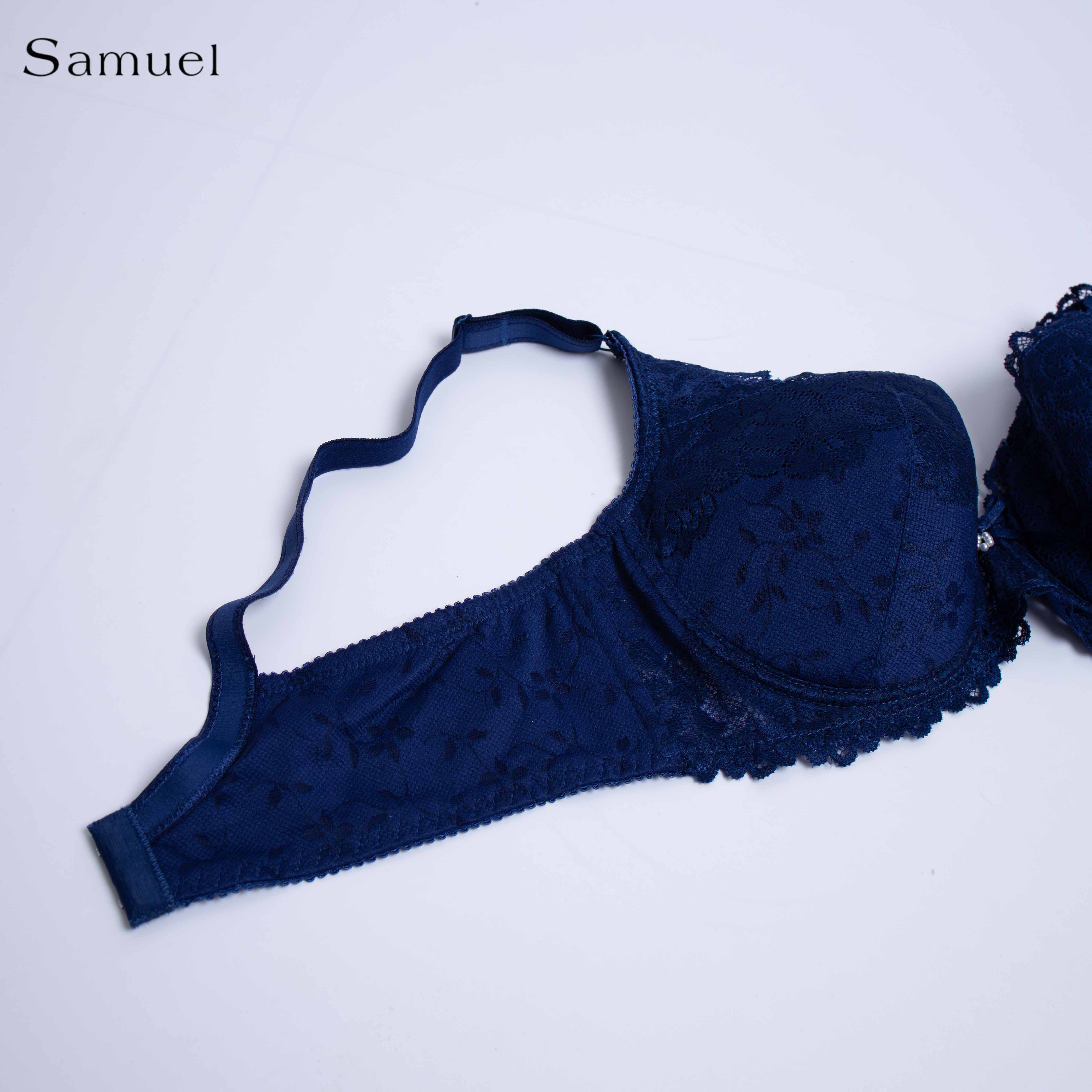 【LARA】Samuel Áo ngực Đài Loan Mút Mỏng Nguyên Ngực Ren ( Xanh Đen )