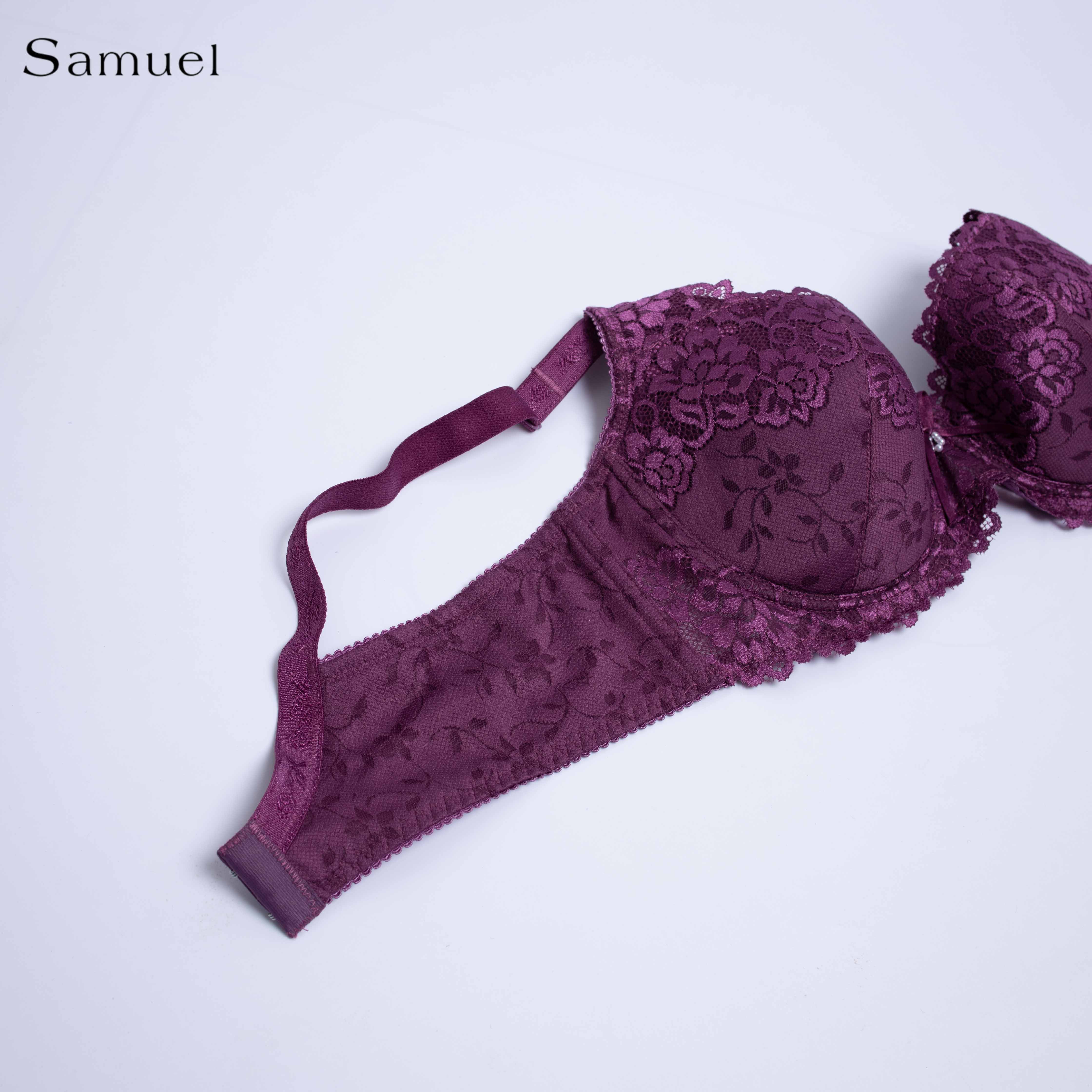 【LARA】Samuel Áo ngực Đài Loan Mút Mỏng Nguyên Ngực Ren ( Nho Rượu Vang )