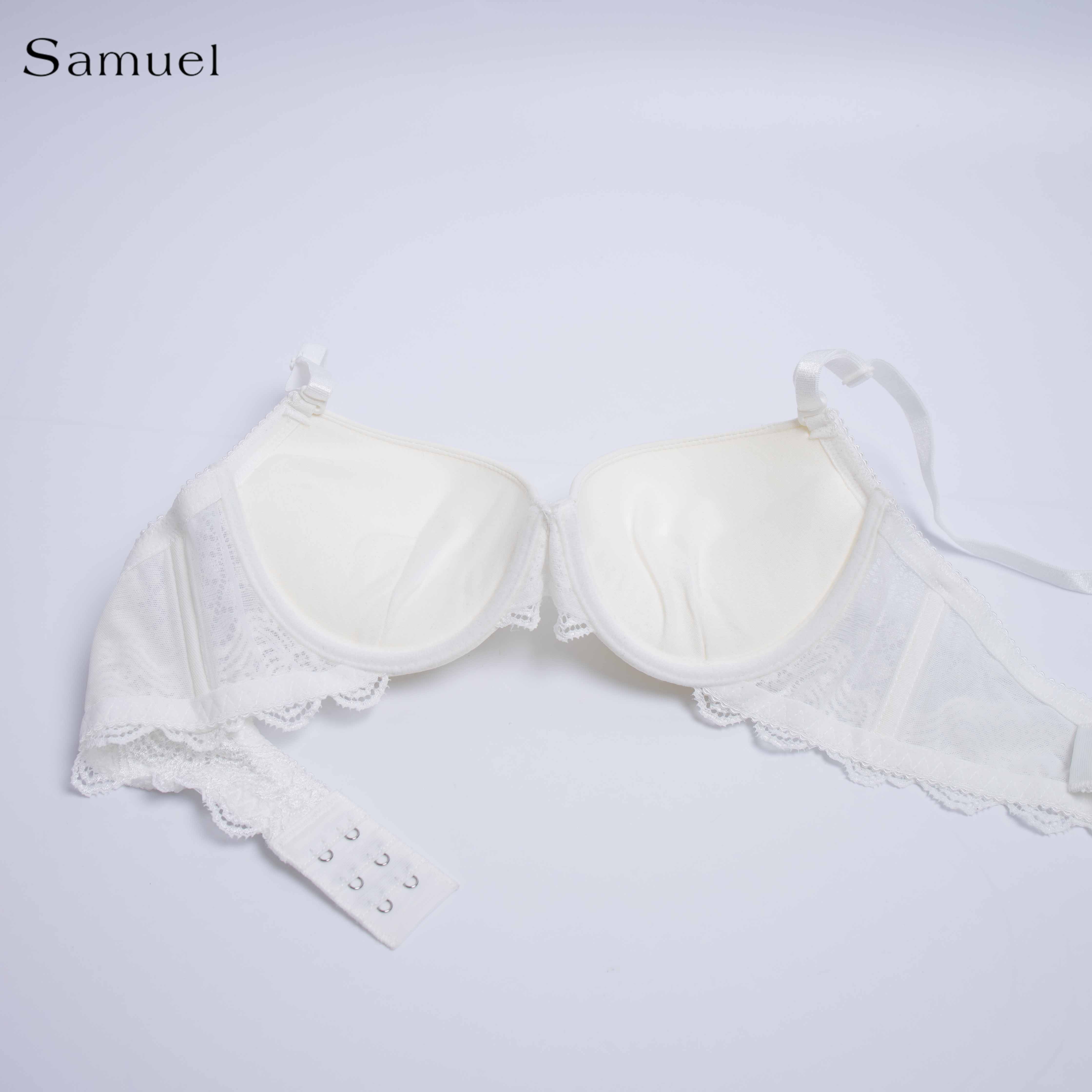 【 REVA 】Samuel Áo ngực T-shirt Đài Loan Mút Cao su Lót Vải Tactel siêu mềm viền ren cao cấp 1/2 cúp ngực ( Màu Gạo )