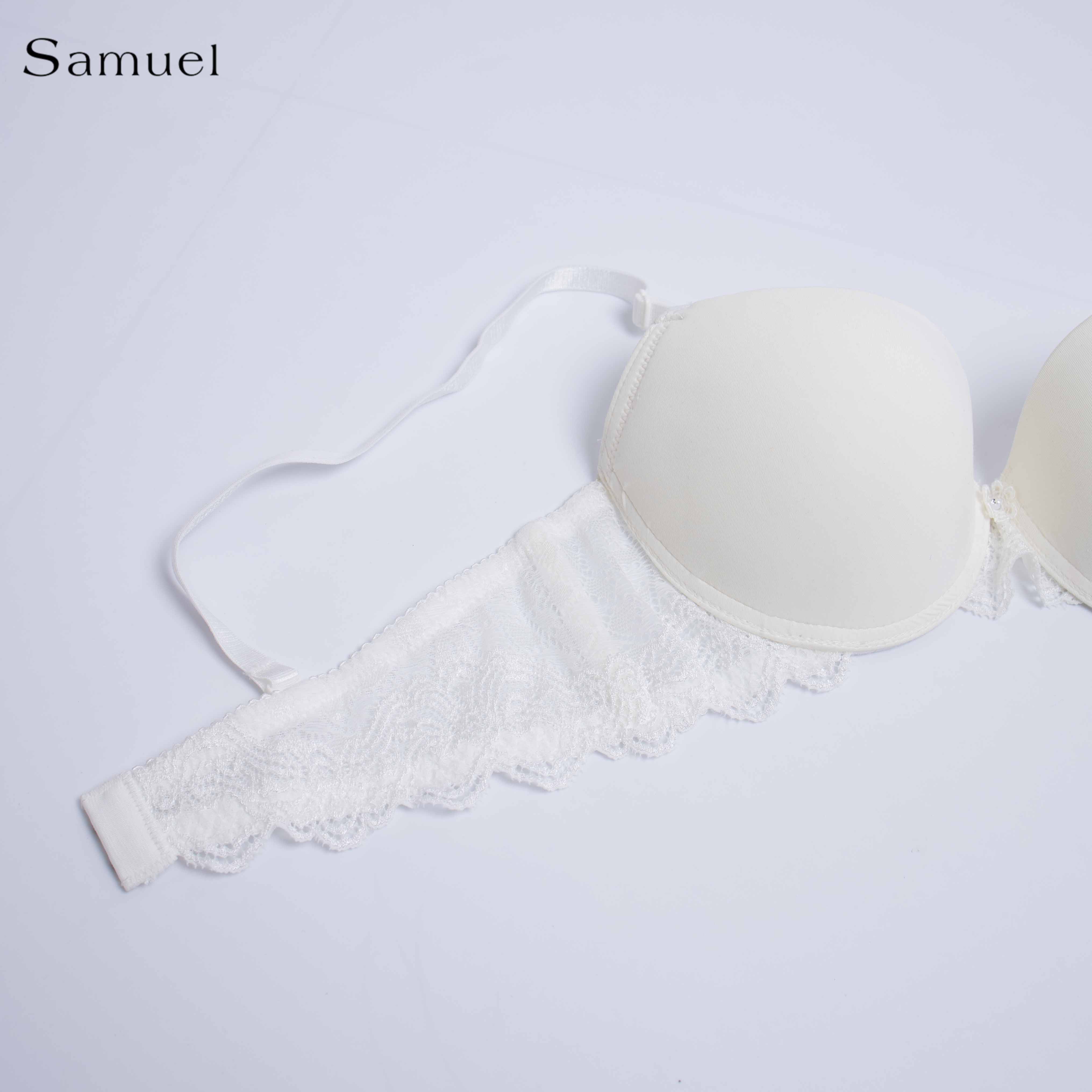 【 REVA 】Samuel Áo ngực T-shirt Đài Loan Mút Cao su Lót Vải Tactel siêu mềm viền ren cao cấp 1/2 cúp ngực ( Màu Gạo )