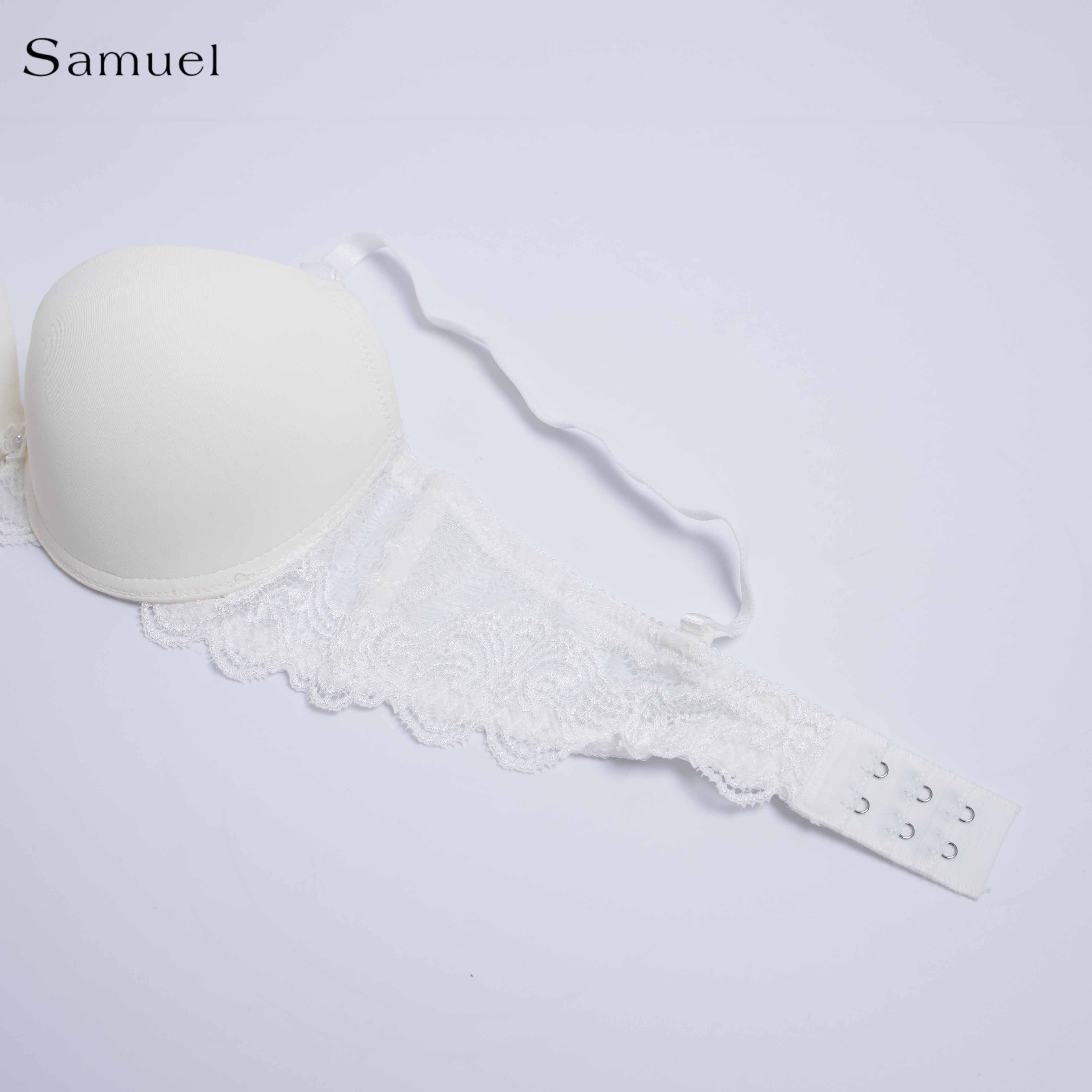 【 REVA 】Samuel Áo ngực T-shirt Đài Loan Mút Cao su Lót Vải Tactel siêu mềm viền ren cao cấp 1/2 cúp ngực ( Màu Gạo )