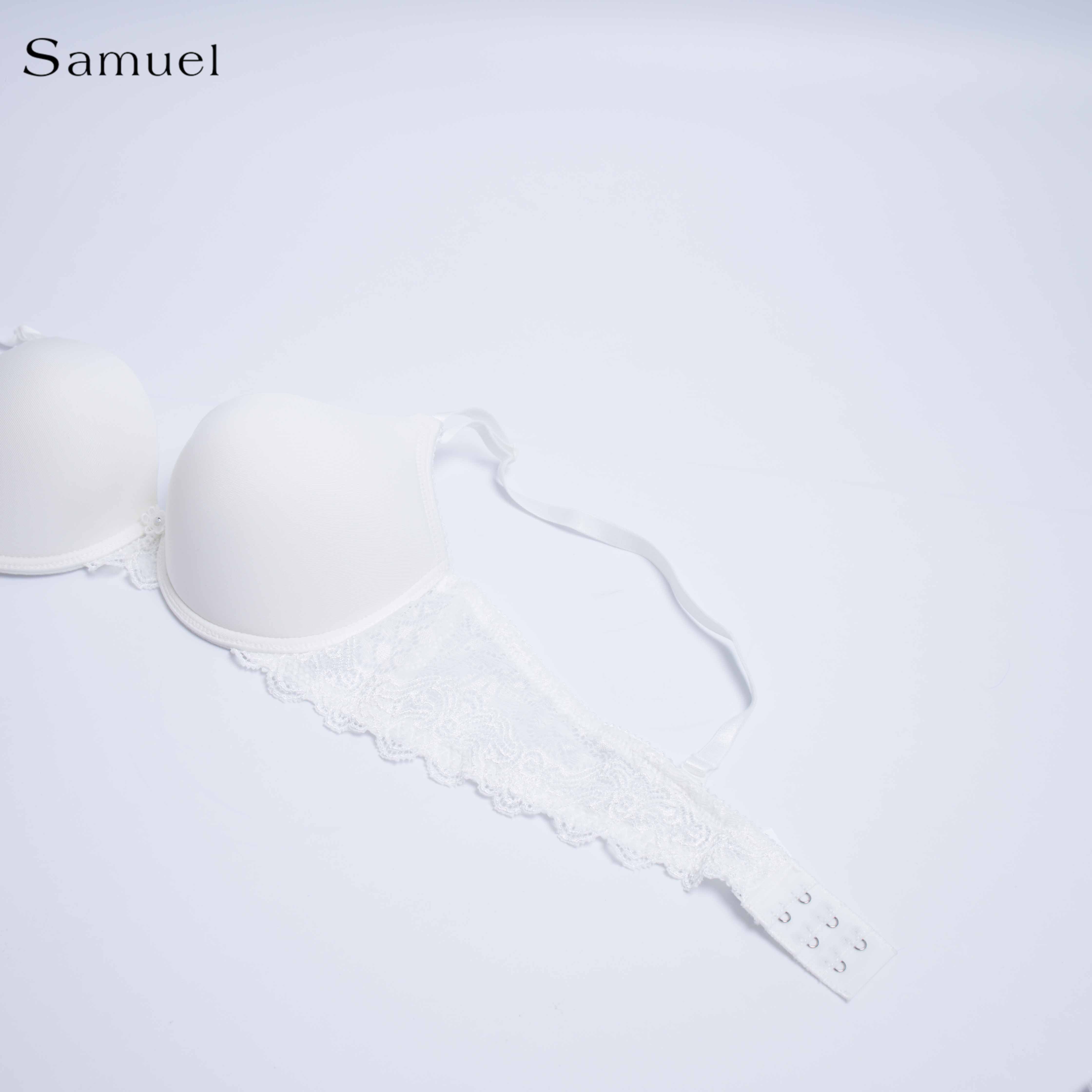 【 Eva 】Samuel Áo ngực T-shirt Đài Loan Mút Cao su Lót Vải Tactel siêu mềm viền ren cao cấp nguyên ngực ( Màu Gạo)