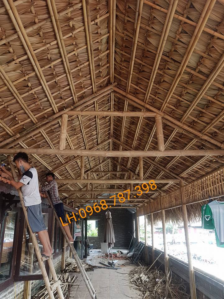 nhà tre đẹp giá rẻ + thi công nhà tre mái lá + ốp tre trúc trang trí + nhà tre truyền thống