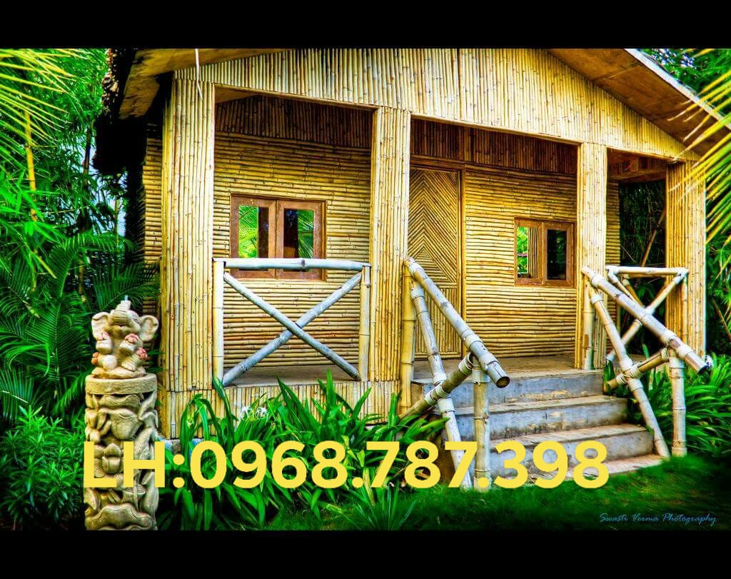 nhà tre đẹp + homestay bằng tre đẹp + giá thi công nhà tre + cung cấp vật liệu tre trúc + thi công ốp trúc nhà hàng