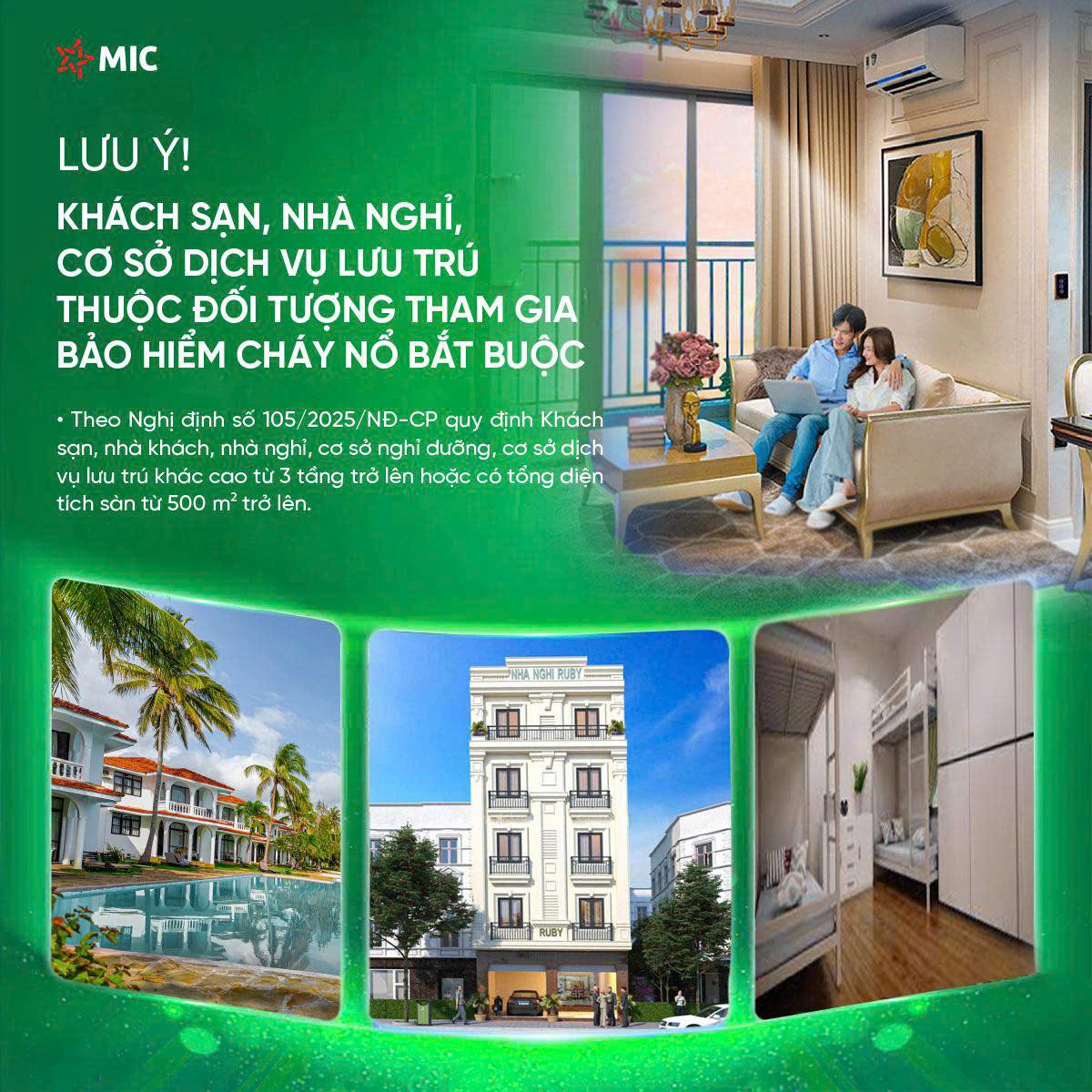Khách sạn nhà nghỉ lưu trú thuộc đối tượng BH cháy nổ bắt buộc