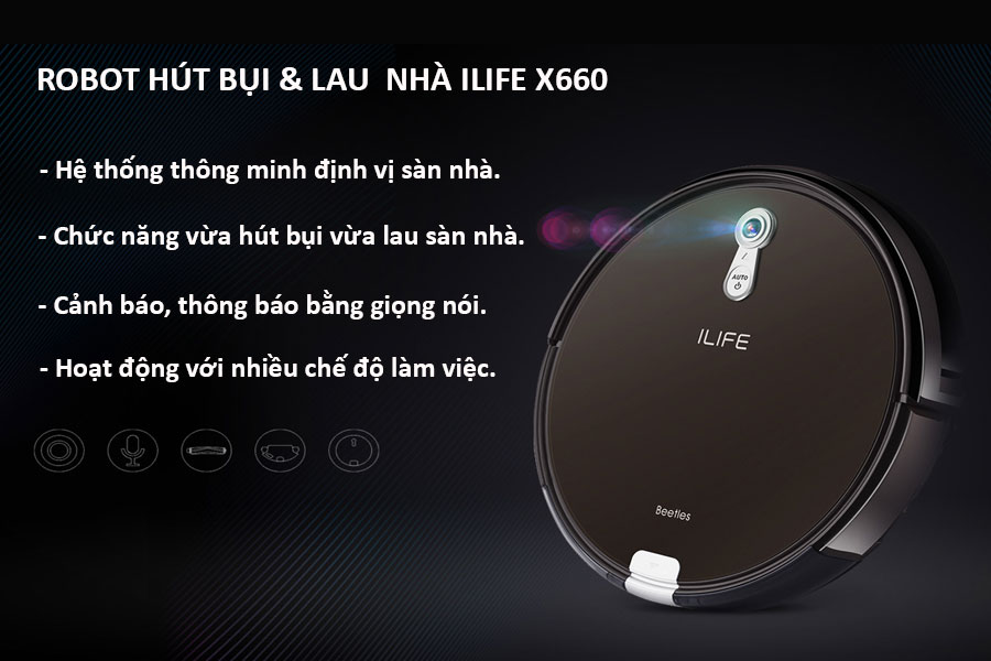 robot hÃºt bá»¥i lau nhÃ  ilife x660