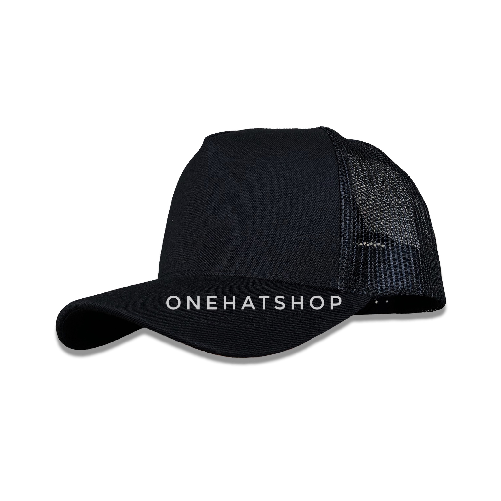 Nón lưỡi trai trơn đen LƯỚI fom cứng Trucker Aframe [CHẤT LƯỢNG CAO] - brand Onehatshop- Made in VietNam