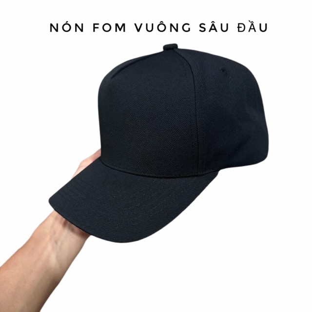 Phôi nón trơn truckercap vải ĐEN chất thô xịn VNXK chất lượng cao fom sâu đầu tag vàng onehat