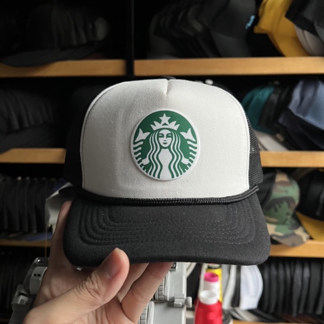 [CUSTOM] Nón truckercap logo StarBuck ép nổi khối trên nền nón mút foam lưới thoáng mát chất lượng cao