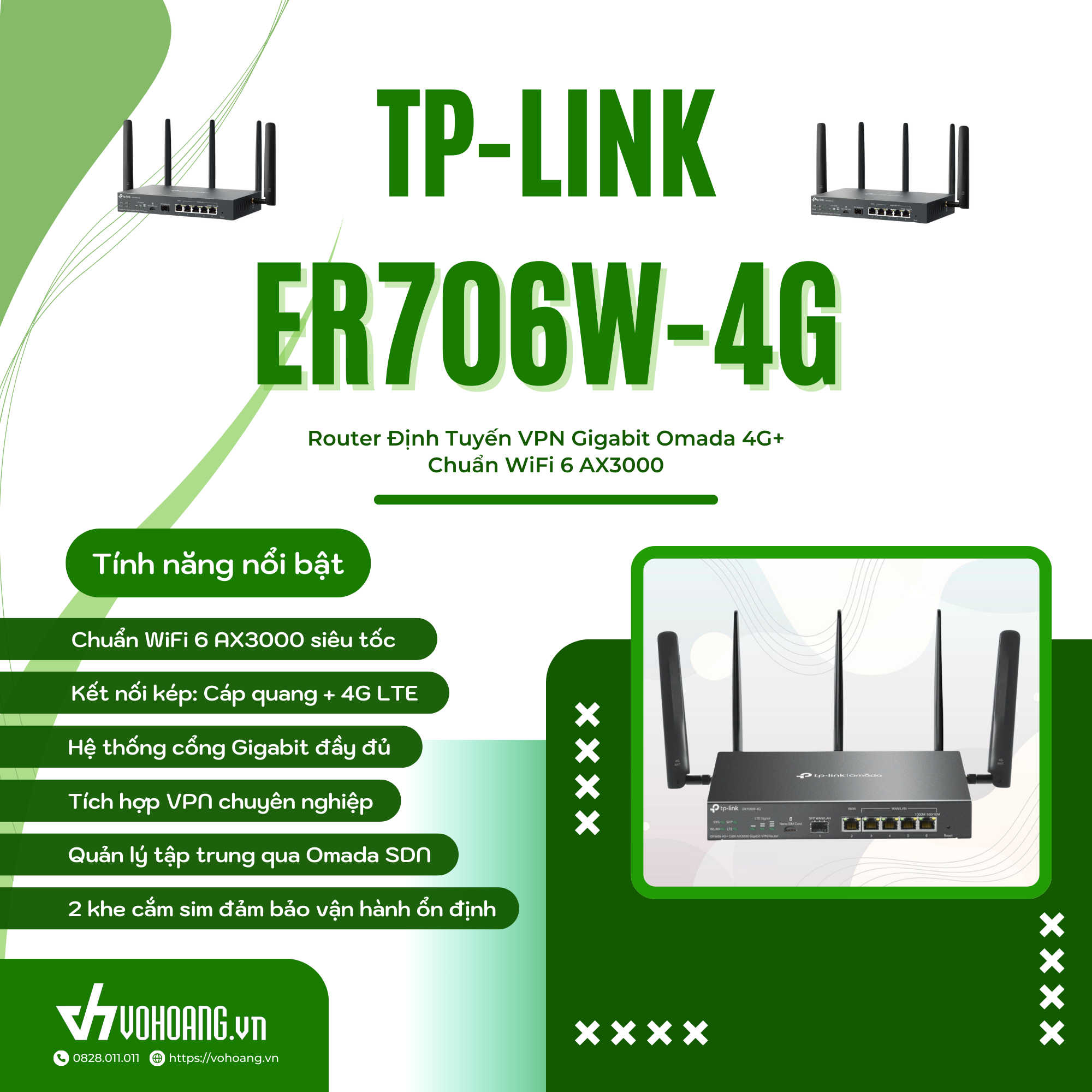 TP-Link ER706W-4G – Router VPN Wi-Fi 6 Chuẩn AX3000 Đa Kết Nối, Giải Pháp Toàn Diện Cho Doanh Nghiệp Hiện Đại