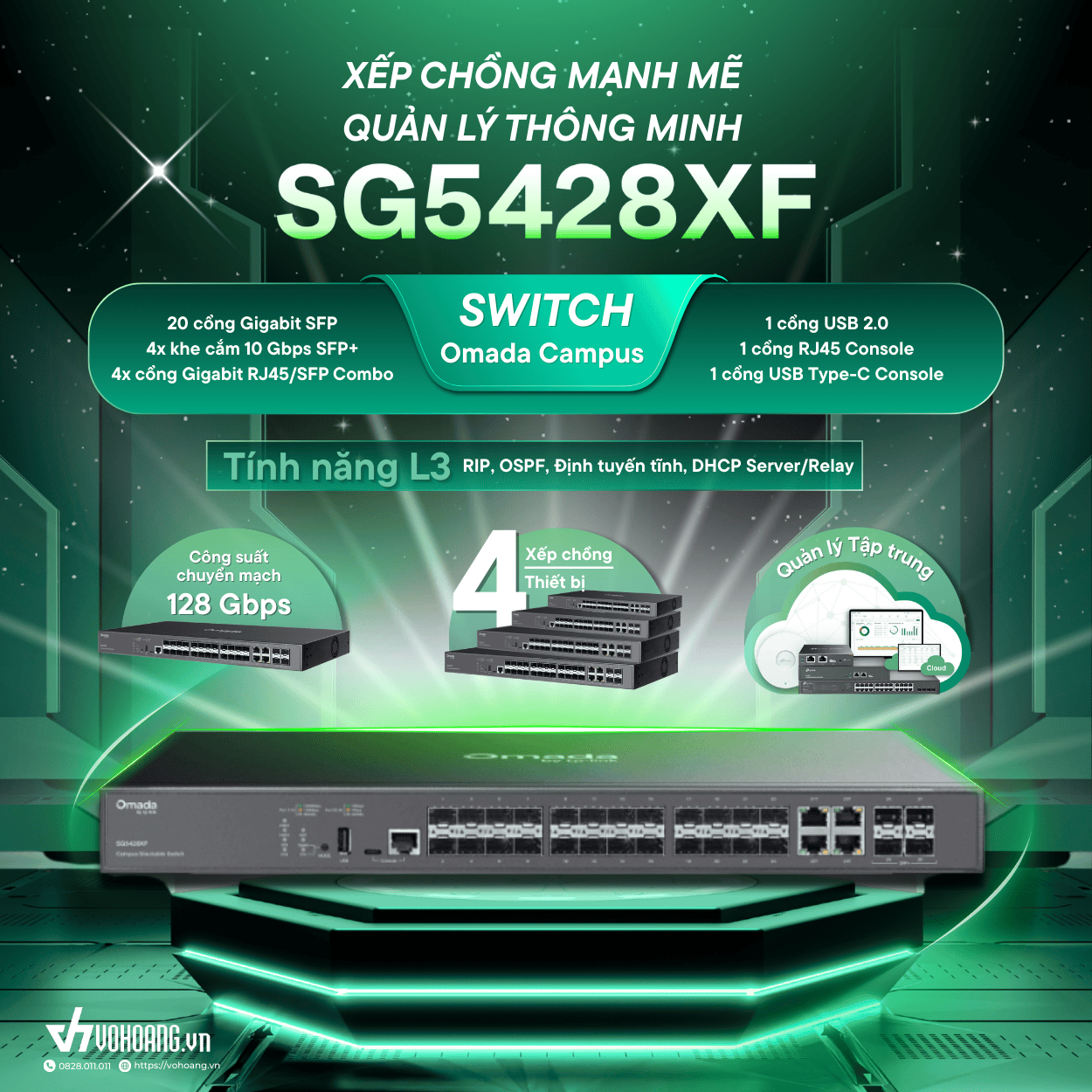Omada SG5428XF | Switch L3 Managed 24-Port SFP Hiệu Năng Mạnh Mẽ Cho Hạ Tầng Doanh Nghiệp