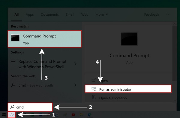 Chọn phím Windows (phím có hình cửa sổ) và Gõ CMD