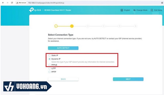 Chọn loại kết nối internet cổng WAN đầu vào 