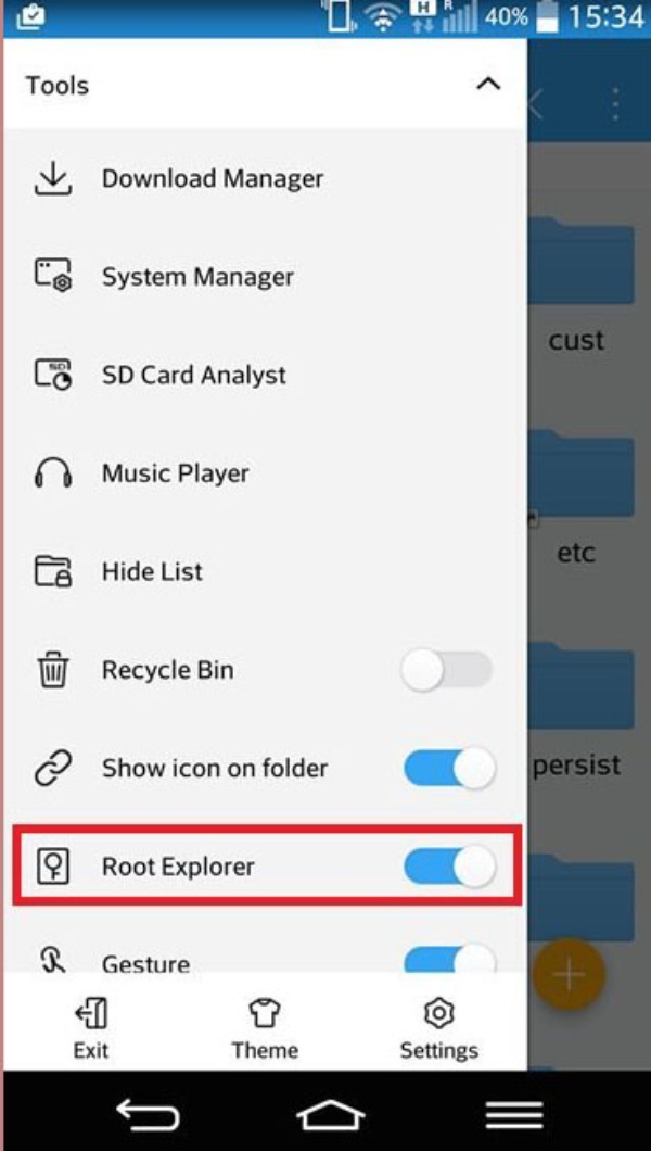 Chọn “Root Explorer” trong ES File Explorer