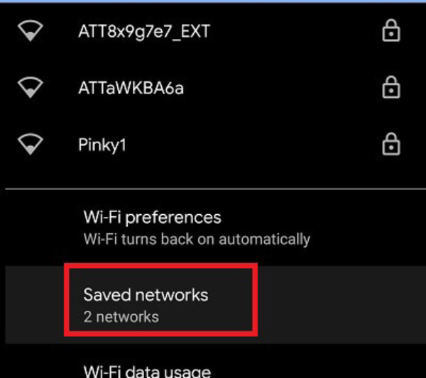 Chọn Saved networks