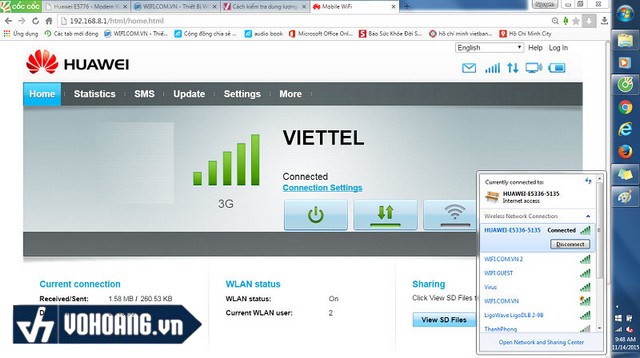 Bạn mở duyệt trình web ( Cốc Cốc, Chrome, Safari,...) và kết nối vào địa chỉ 192.168.1.1 hoăc 192.168.8.1 