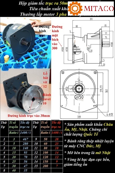 Loại cốt vào 38mm cốt ra 50mm